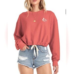 BILLABONG Faded in the Sun Crop Crewneck Sweatshirt |Size Medium